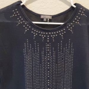Embellished navy top.